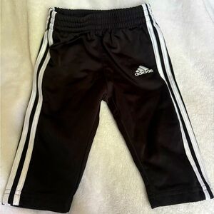 Adidas, black, and white tracksuit bottoms, size 6 months